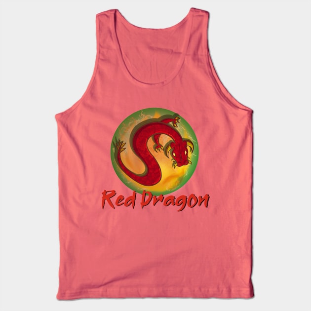 Red Dragon Tank Top by PorinArt